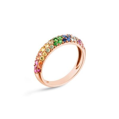 18K Goud Verguld Regenboog Zirkoon 925 Sterling Zilver Cluster Ring