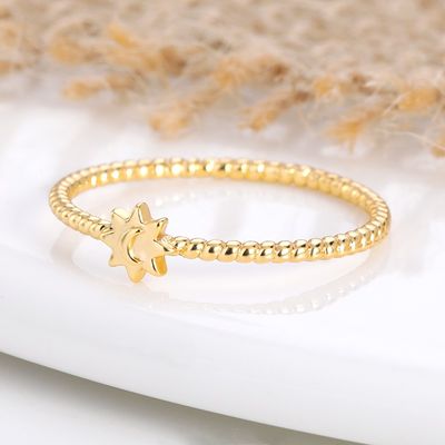925 Sterling Silver Moon Sun Ring 18K Gold Plated Unisex Juwelen
