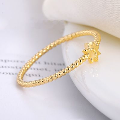 925 Sterling Silver Moon Sun Ring 18K Gold Plated Unisex Juwelen