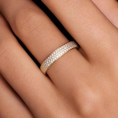 925 Sterling Zilver 18K Goud Vergulde CZ Half Eternity Ring voor Dames