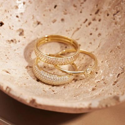 925 Sterling Zilver 18K Goud Vergulde CZ Half Eternity Ring voor Dames