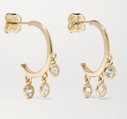 14K vergulde koperen hoop oorbellen met Zircon bezel