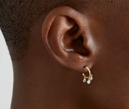 14K vergulde koperen hoop oorbellen met Zircon bezel