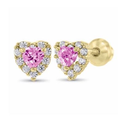 925 Sterling zilver 14K Goud geplatte hart CZ Baby Stud oorbellen