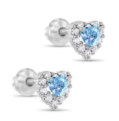 925 Sterling zilver 14K Goud geplatte hart CZ Baby Stud oorbellen