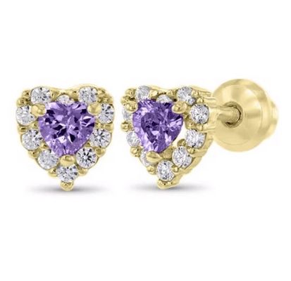 925 Sterling zilver 14K Goud geplatte hart CZ Baby Stud oorbellen