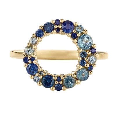 18K goudblaas Multi kleur saffier kubische zircon 925 Sterling zilver damesring