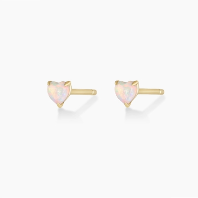 Opal Heart Stud oorbellen 925 Sterling zilver fijn 18K verguld