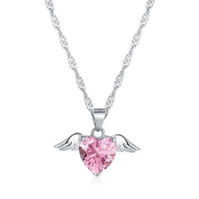 S925 Sterling zilver Liefdesvleugels Halsketting Vrouwen Hart Zircon Schouderbeen Ketting Sieraden