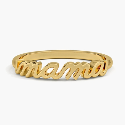 Klassieke 925 Sterling zilver 14K goud hoog gepolijste MAMA vrouwen ringen In minimalistisch ontwerp