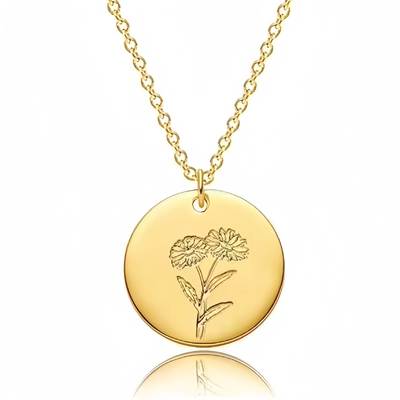 Handmade Personalized 18K Gold Plated Pendant Necklace with Link Chain for Custom Jewelry